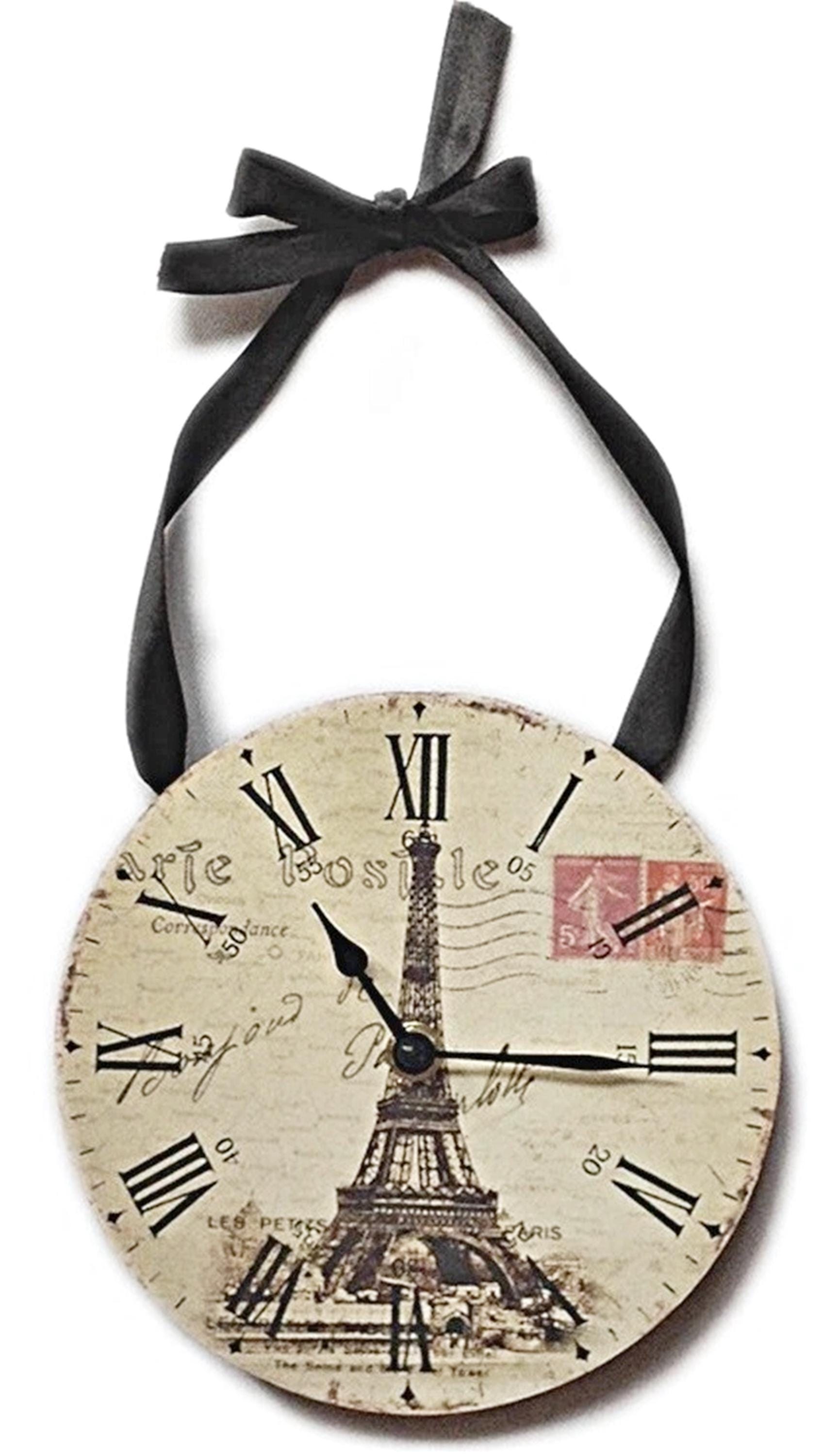 エッフェル塔ヴィンテージ壁掛け時計（リボンハンガー付き） - パリ