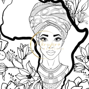 Printable Mother Africa DIGITAL Coloring Page INSTANT DOWNLOAD
