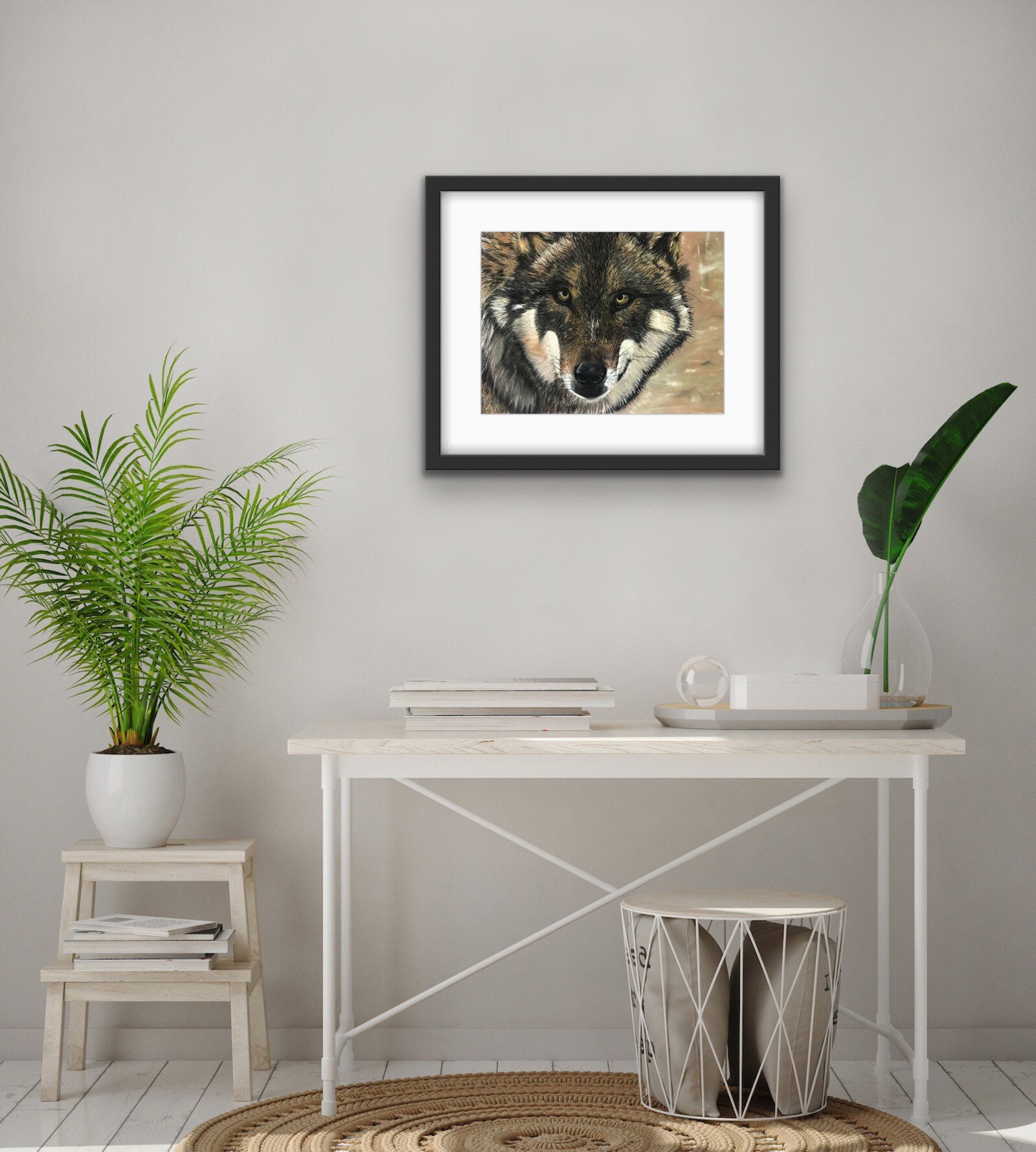 Original hand drawn wall art of a wolf | Etsy