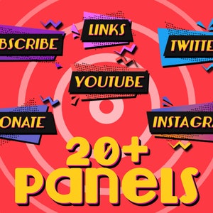 Paneles de Twitch con estética de los 90 / Más de 20 gráficos de transmisión únicos