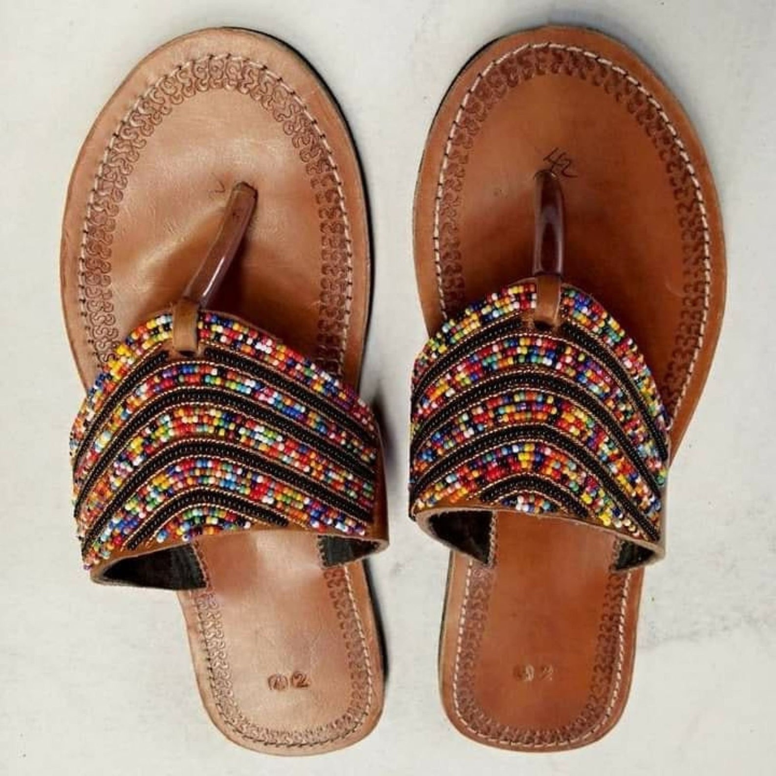 African Beaded Sandals Summer Sandals Leather Sandals Women Etsy