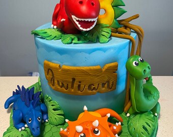 Fondant Dinosaur Cake, Topper Set Birthday, Cake Topper First Birthday, edible cake topper