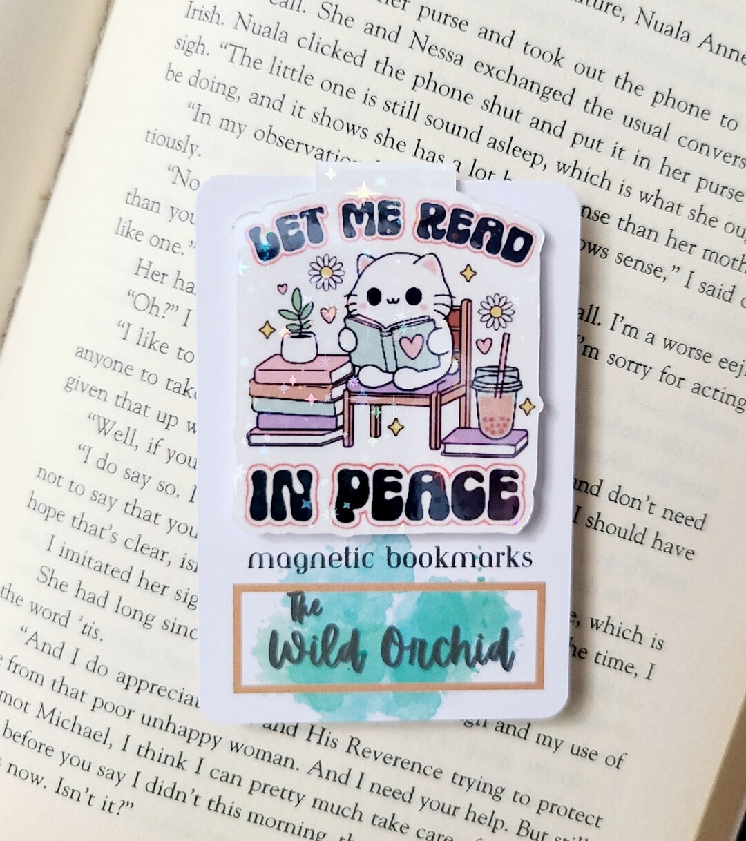 Let Me Read in Peace Reading Cat Bookstacks Magnetic Bookmark Sarcastic ...