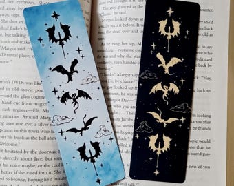 Dragons Fourth Wing Iron Flame Onyx Storm Soft Touch Laminate Bookmarks Gift for Booklovers Blue Black or Both The Empyrean