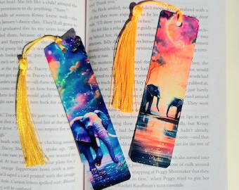 Elephants Metal Bookmarks Mama and Baby Sunset Gift for Booklovers