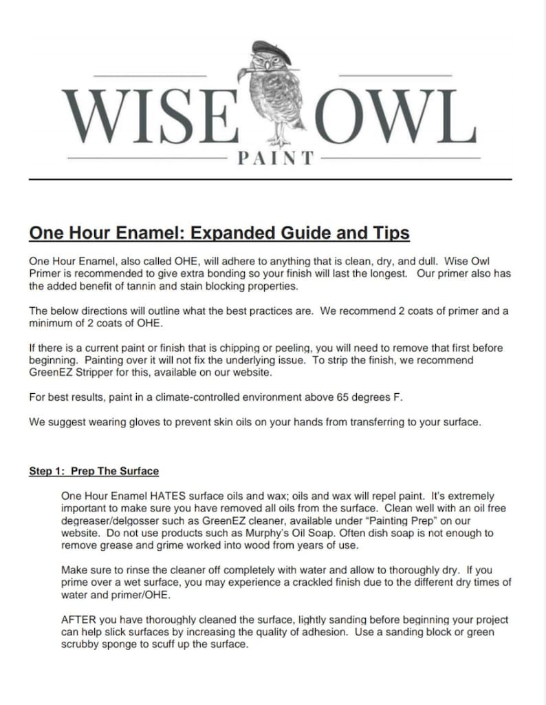 Wise Owl One Hour Enamel Paint for Doors Trim Etsy