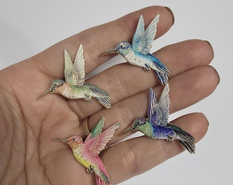 Cute Hummingbird Pins with Gold Base Pick one or all 4!