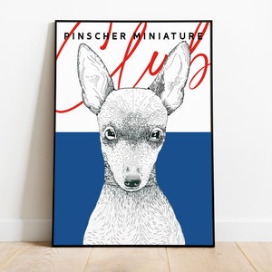 Miniatur Pinscher Hundeblatt | Pinscher | Illustration Dekorationsraum Hunde