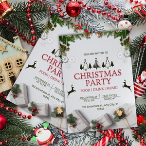 Christmas Party Invitation, Christmas Party Invite, Christmas Party Printable, Holiday Party Invitation, Christmas Invitation Download T2C
