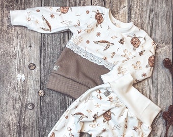 Sweater "sand turtles" babies/kids with or without ruffles