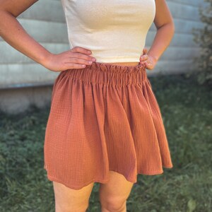 shorts made of muslin almost all organic ladies, with pockets various colors cognac