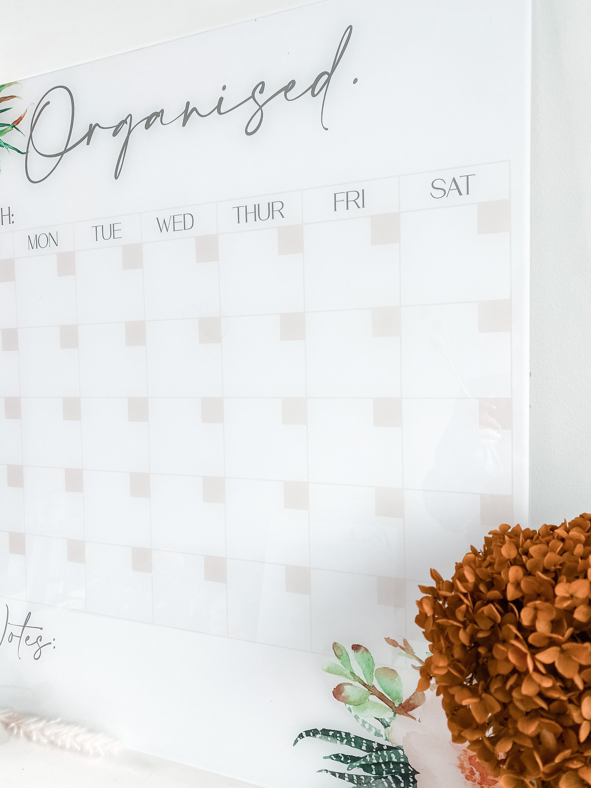 Clear Acrylic Monthly Planner Calendar Etsy