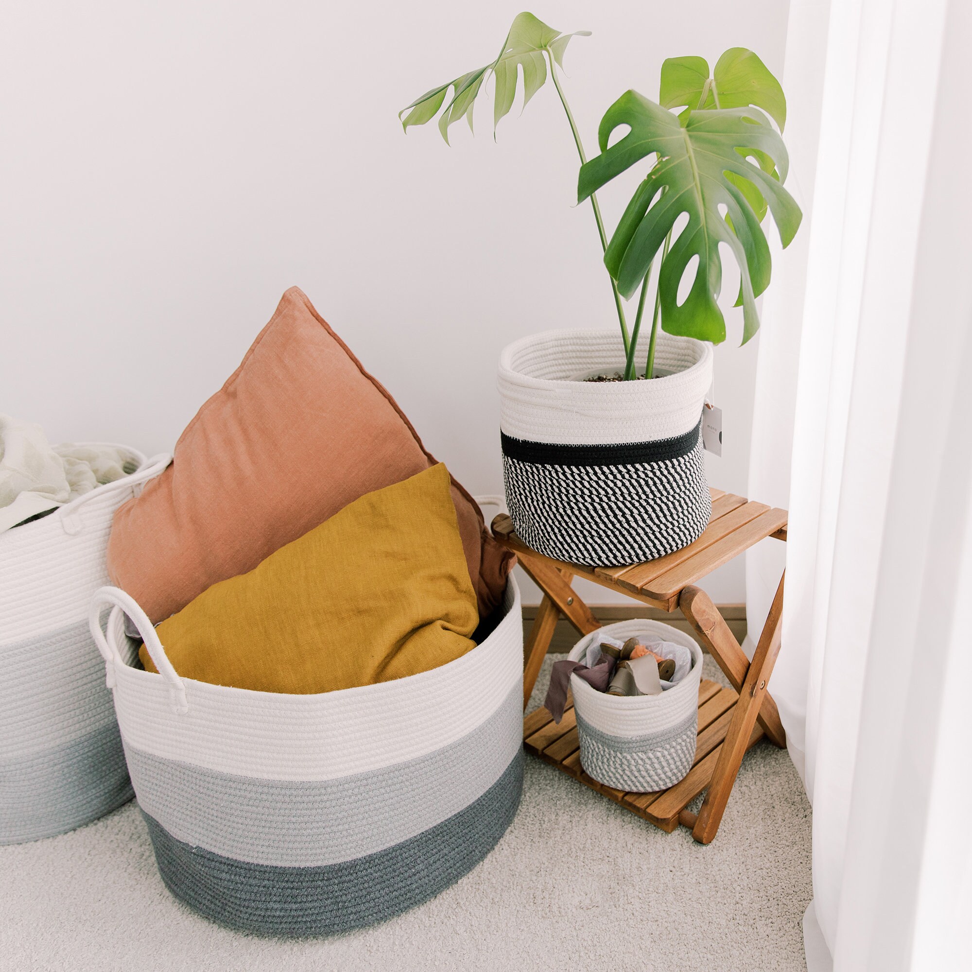 Boho Cotton XL Cesta de lavandería 20 x13 Baby | Etsy