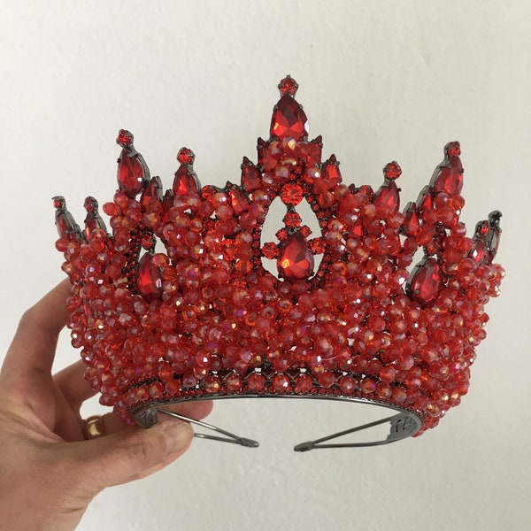 Red antrasit Crown, The Queen's crown, Wedding headpiece Bridal headpiece goth gothic wedding crown, steampunk graduation party anniversary