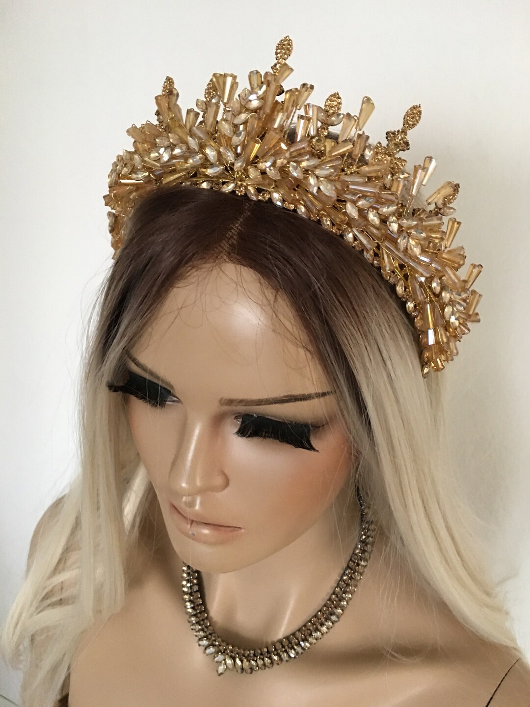 Gold Wedding Tiara Bridal Tiara Crown Crystal Tiara Bridal Etsy