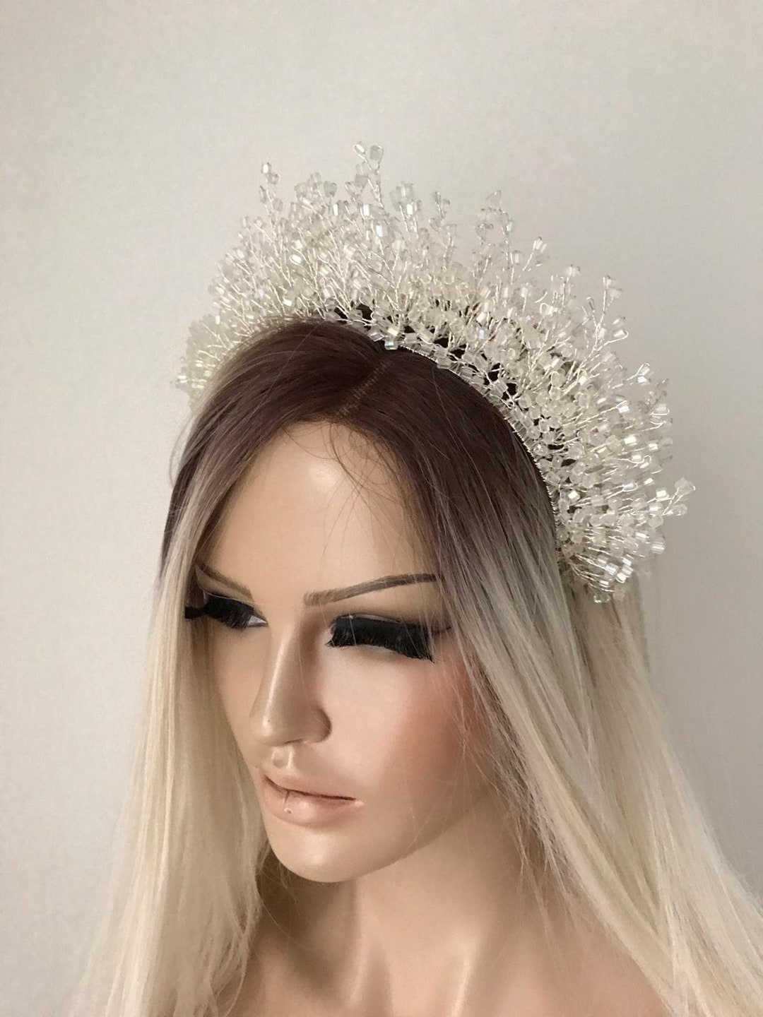 Crown, Bridal Crystal Beads Hair Accessory, Bridal Hairpiece, Bridal
