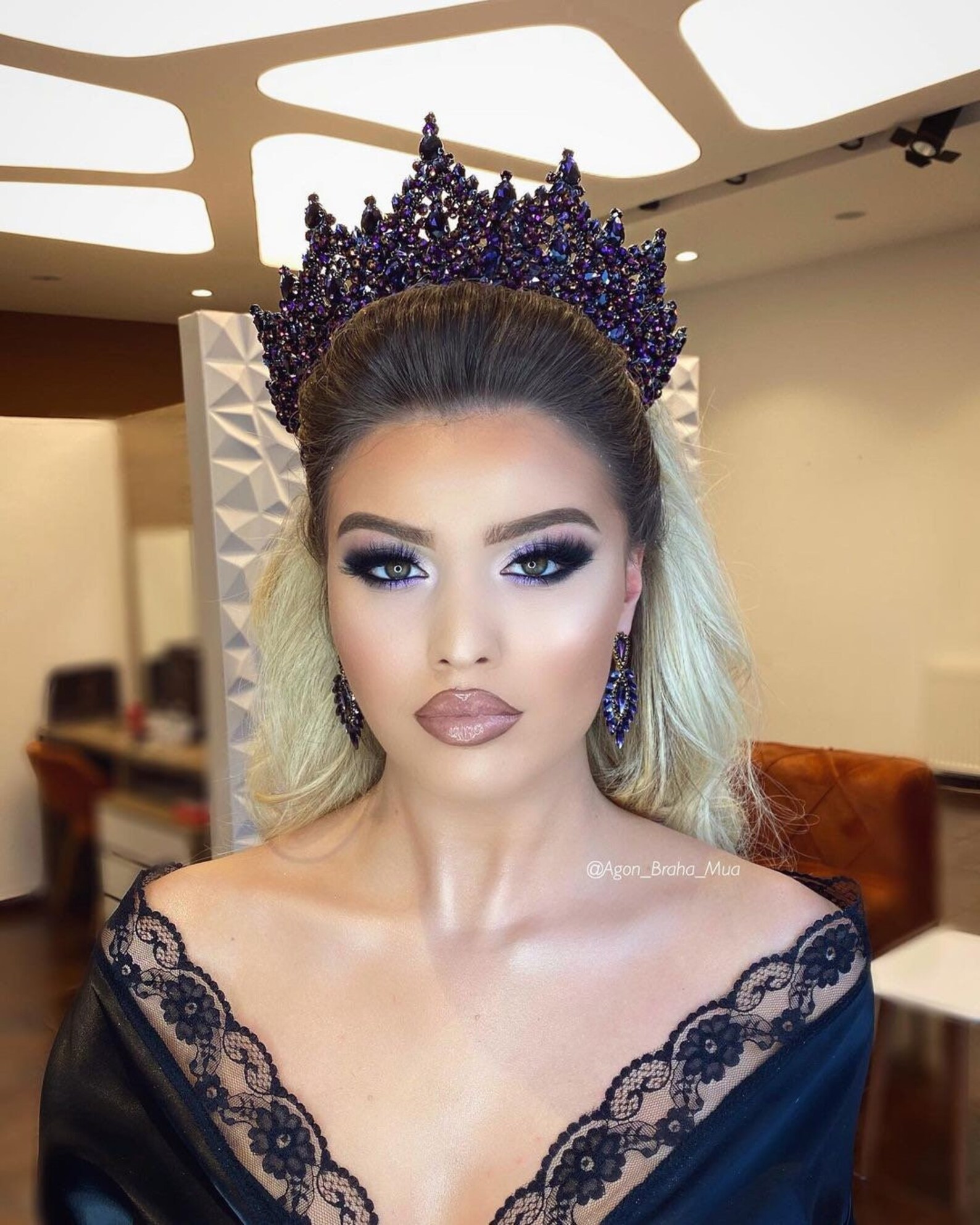 Purple Crown the Queen's Crown Wedding Headpiece Bridal Etsy