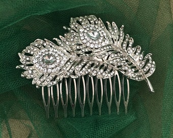 wedding hair comb, Silver bridal headpiece, Zircon hairpiece, Wedding hair accessory, bridal hair comb, Gift For Bride, Wedding Accessories