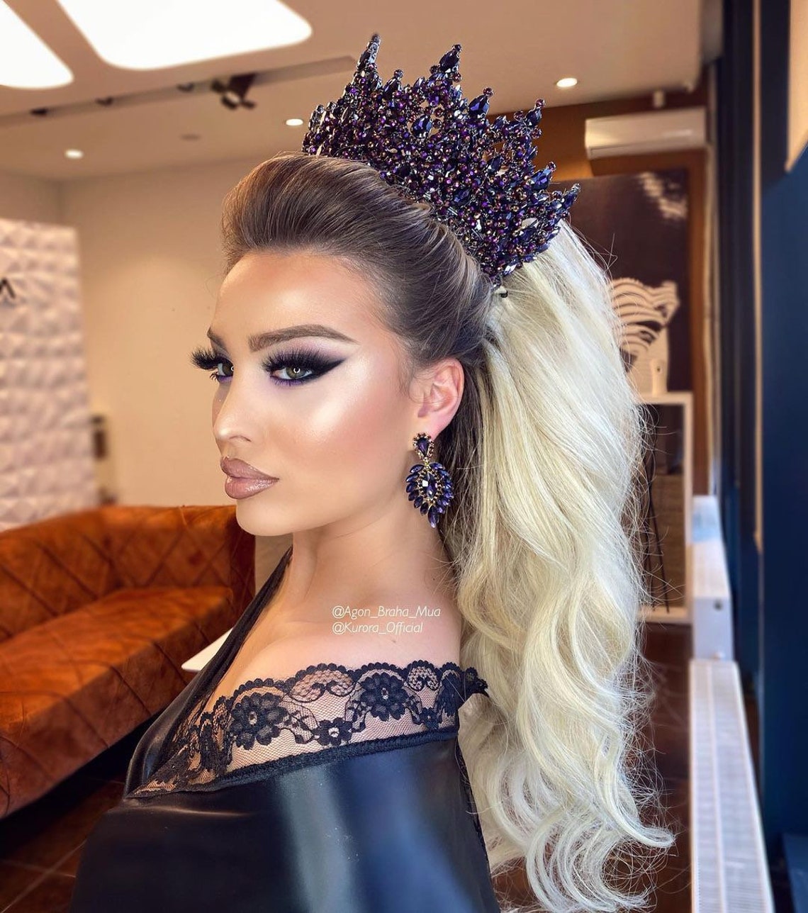 Purple Crown the Queen's Crown Wedding Headpiece Bridal Etsy