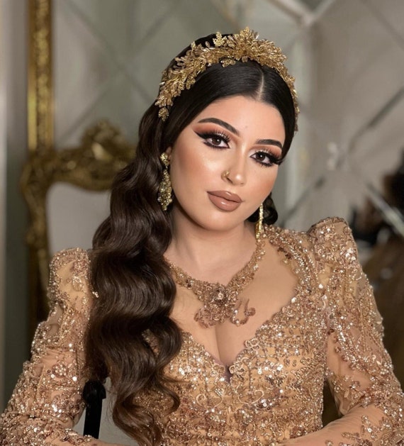 Gold Diadem - Bridal Tierra Highgrove Gold Cubic Zirconia Crystal Bridal Tiara main image 2