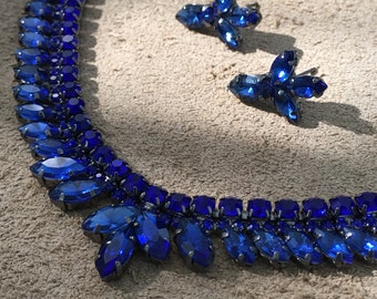 Swarovski Navy Blue Set, Necklace Earring Set,Navy Blue,Bridal jewelry bridesmaid gift, Jewel Bride, Wedding jewelry