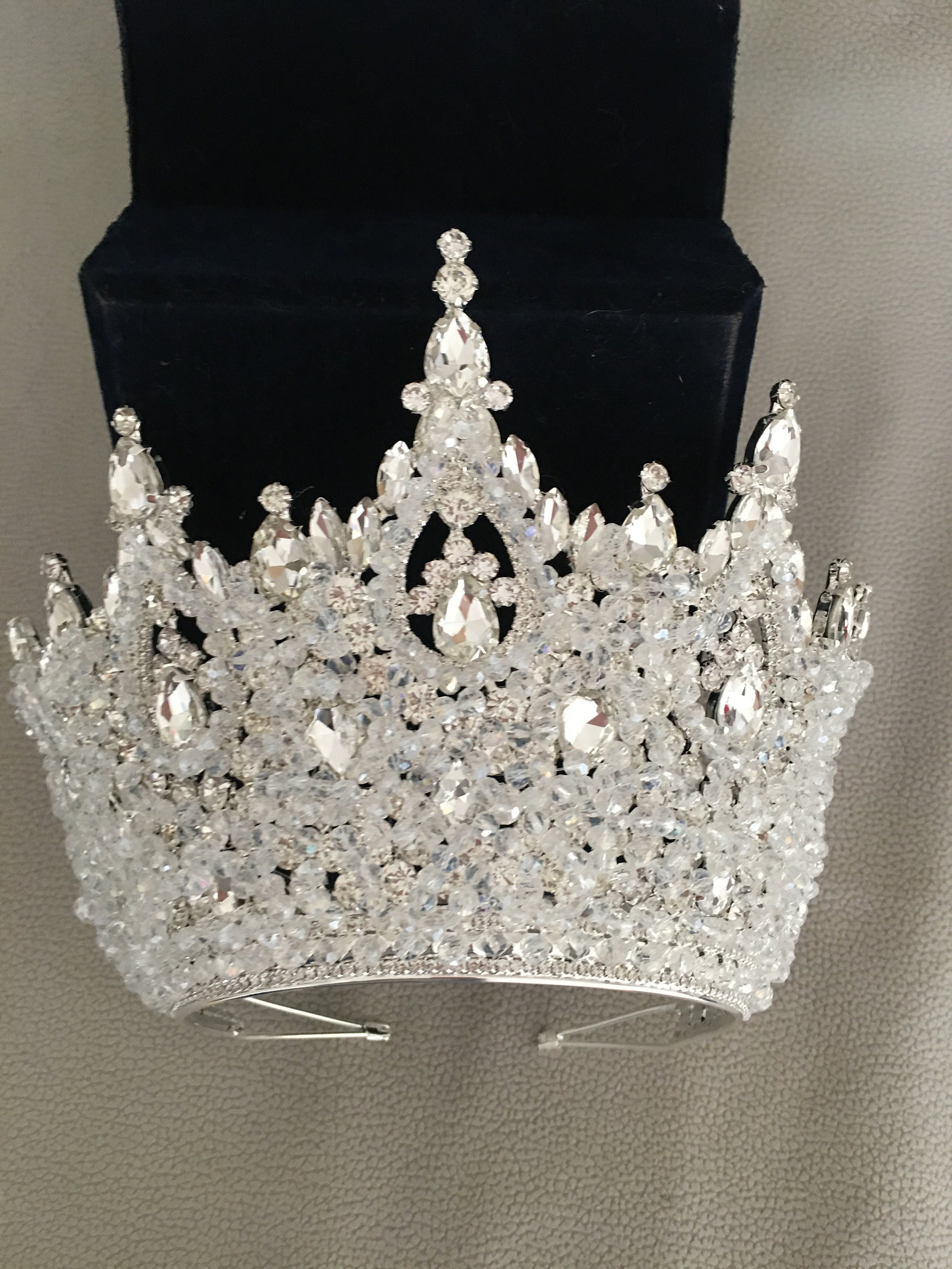 wedding tiaras Bridal Tiara, Crown, High Crystal Tiara, Bridal Diadem, Silver Tiara, Crown, Clear Crystal Bridal Diadem crystal Tiara Crown