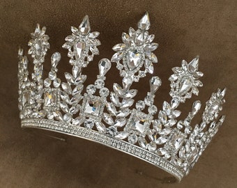 wedding tiaras Bridal Tiara, Crown, High Crystal Tiara, Bridal Diadem, Silver Tiara, Crown, Clear Crystal Bridal Diadem crystal Tiara Crown