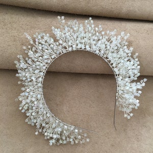 Crown, Bridal crystal beads Hair Accessory, Bridal Hairpiece, Bridal Tiaras, Silver Headpieces, Tiara for Bachelor, Crystal Crowns