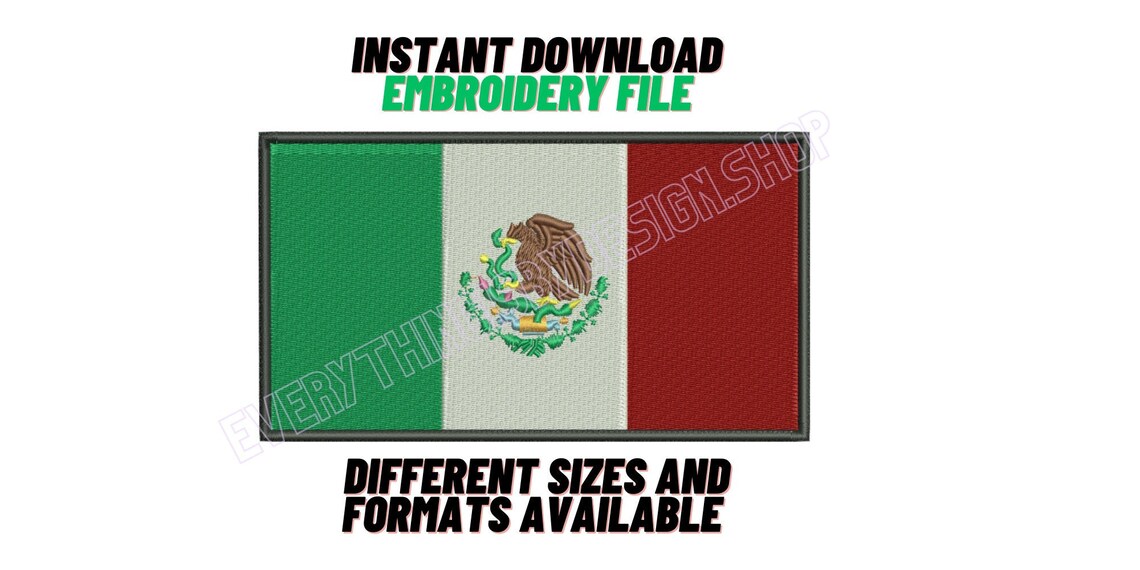 Mexico Flag Machine Embroidery Design, Mexico Flag Embroidery