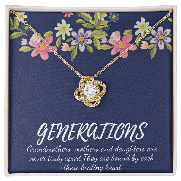 4 Generation Love Knot Necklace, Four Generations, Grandma, 4 Generations gift grandma, 4 Generation gift mom