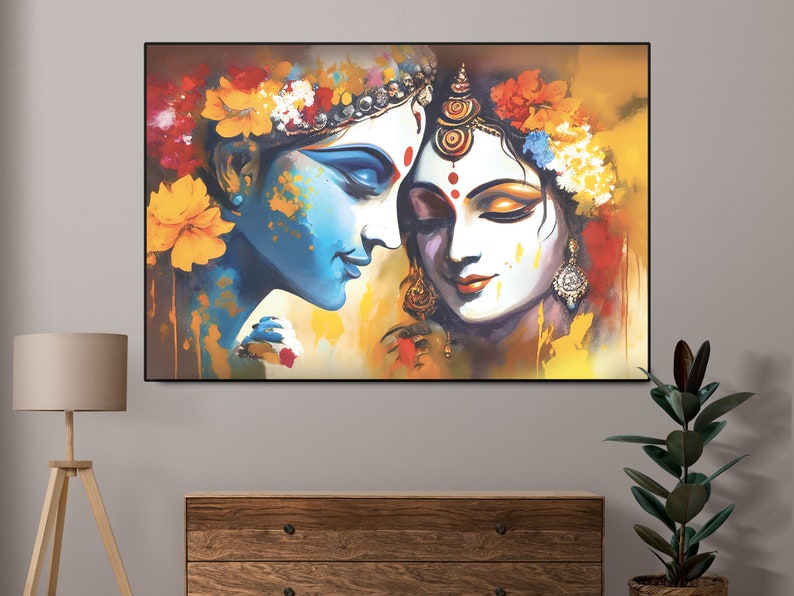 Krishna Painting Wall Art Radha Krishna Potrait Art Radha Etsy Australia