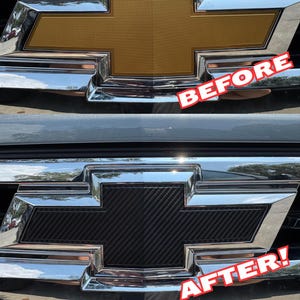 Pre-Cut Carbon Fiber Vinyl Front Grille Bowtie Overlay Decal for Chevy Silverado 1500  2023-2026
