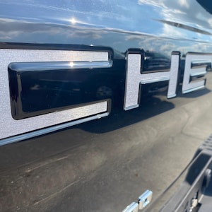 Brushed Aluminum Vinyl Tailgate Letters for Chevrolet Silverado &#39;19-&#39;25