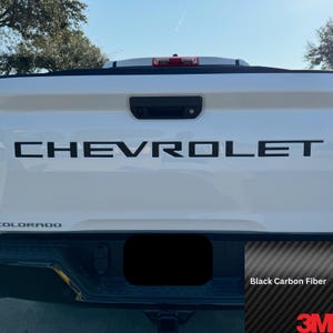 Black Carbon Fiber Vinyl Tailgate Letter Inserts for Chevrolet Colorado 2023-2025