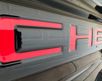 Gloss Red Vinyl Tailgate Letters for Chevrolet Silverado &#39;19-&#39;25