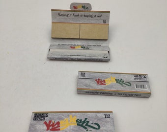 Hemp Rolling Paper 3 Pack Bundle Deal With Tips Included (Standard Size 1 1/4) by King Kush