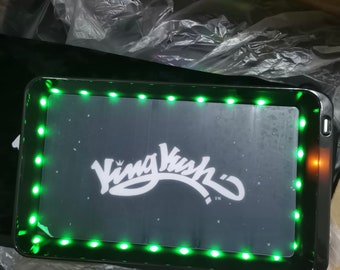 Rolling Tray Deep 420 by King Kush 6”x9” Tray White On Black