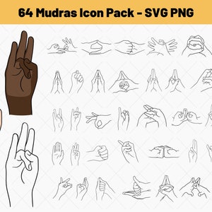 Mudras SVG PNG Icon Pack Bundle Set | Instagram, Social Media | Hand Drawn Vector Graphics Clip Art Illustration | Digital Download