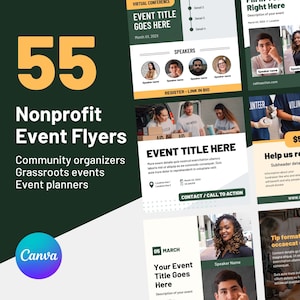 Nonprofit Event Flyers | Canva Social Media Templates | Activism | Instagram, Facebook Posts | Marketing & Planning | Charity Charities