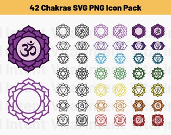 7 Chakras SVG PNG Icon Symbol Pack Bundle Set | Instagram, Facebook, Social Media | Vector Graphics Clip Art Illustration | Digital Download