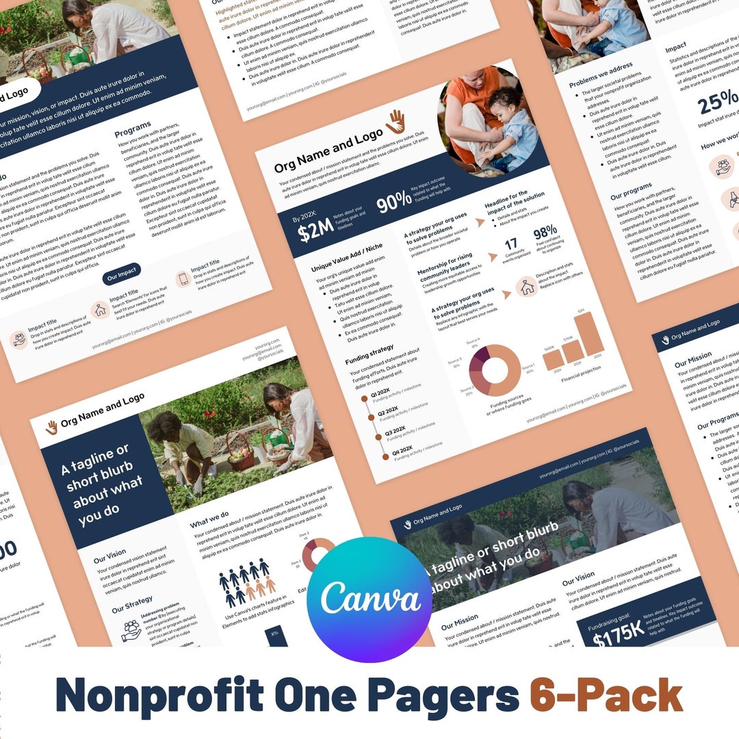 One Pager Nonprofit Canva Templates, Impact Report, Organization ...