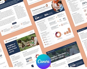 One Pager Nonprofit Canva Templates, Impact Report, Organization Overview, Program Handout Summary, Non Profit Charity, Infographic Sheet