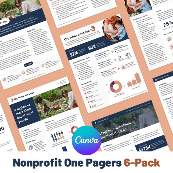One Pager Nonprofit Canva Templates, Editable Infographic, Organization Overview, Program Handout Summary, Non Profit Charity Profile