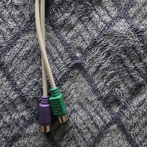 Vintage PS/2 Y-Splitter Cable: Dual Keyboard & Mouse item