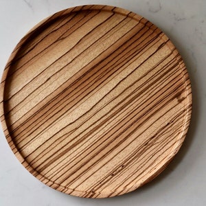 Handmade Zebra Wood Tray: Elegant Home Decor Centerpiece