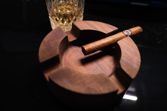 Handmade Hardwood Cigar Ashtray, Personalized Wooden Accessory