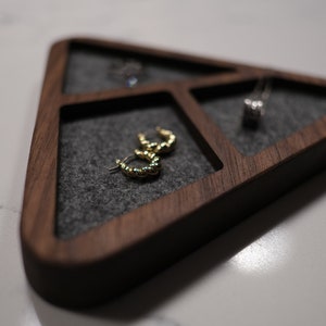 Handmade Hardwood Triangle Tray: Maple & Walnut Ring/Jewelry Dish