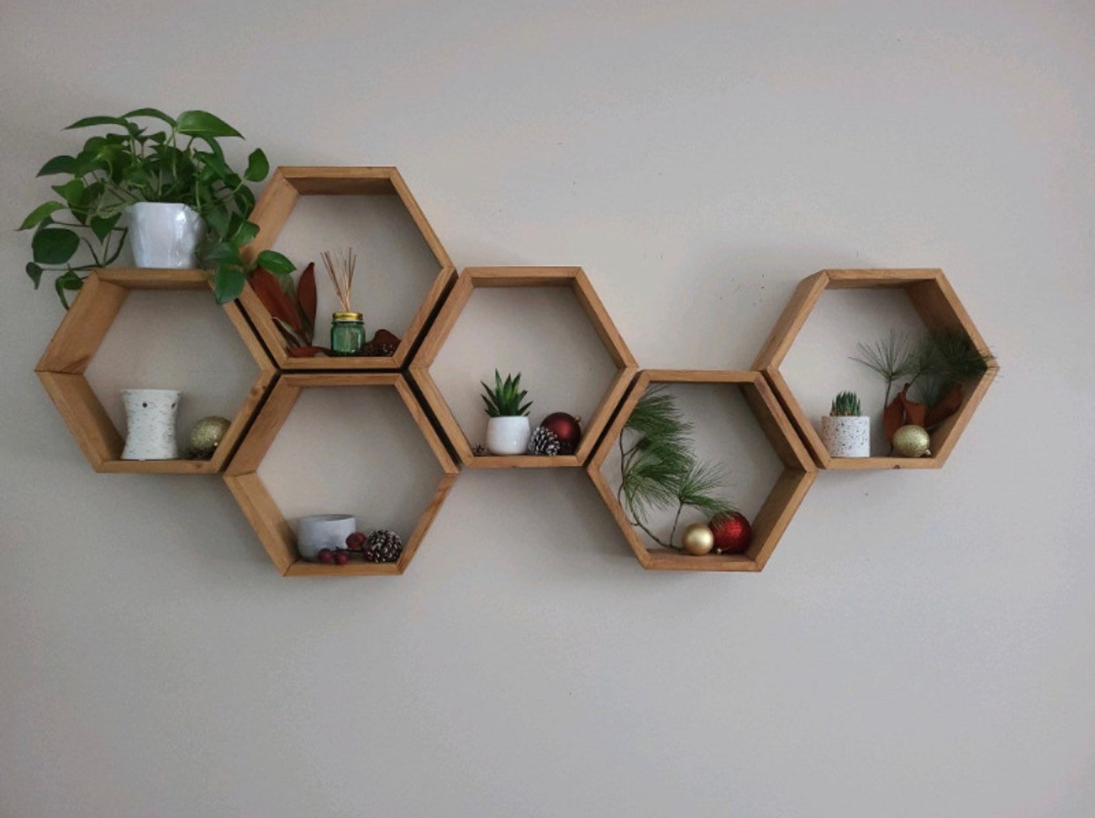 Shelves Hexagon Shelf Set of Three 3 Deep Etsy