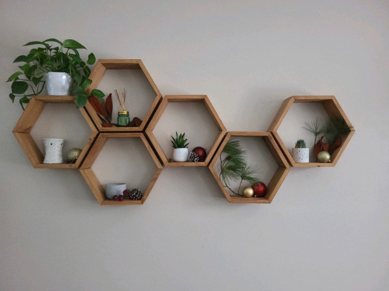 Shelves Hexagon Shelf Set of Three 3 Deep Etsy
