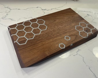 Geometric Hardwood Tray | Walnut Cutting board with Epoxy Inlay